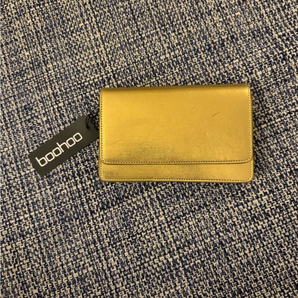 Boohoo Metallic Gold Clutch